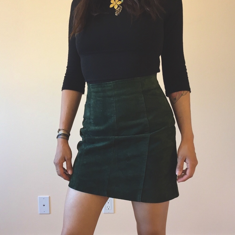 Vintage Suede High Waist Mini Skirt